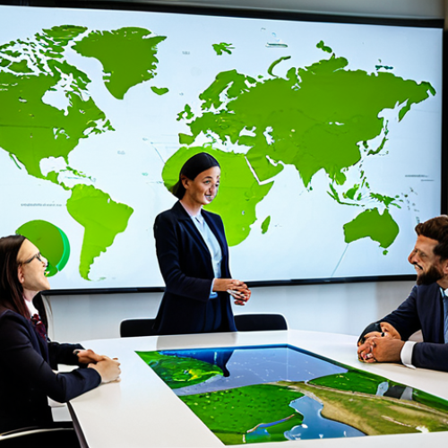 Home 17 A diverse group of business professionals, including individuals appearing Italian, American, and from emerging economies, are gathered around a modern, luminous collaborative table. They are deeply engaged, observing interactive displays showing a global map intertwined with lush green landscapes and vibrant community scenes, symbolizing social and environmental impact. Subtly integrated data visualizations represent balanced economic growth. All individuals are fully clothed in professional business attire, demonstrating modest clothing. The setting is a bright, contemporary workspace with natural light and a collaborative atmosphere.
* **Quality Modifiers**: professional photography, high resolution, soft lighting, natural pose, perfect anatomy, correct proportions, well-formed hands, proper finger count, natural body proportions.
* **Safety Modifiers**: safe for work, appropriate content, fully clothed, professional, modest clothing.