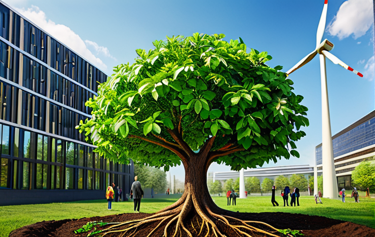 B Corp 인증과 사회적 성과 측정 - Image Prompt 1: The Balanced Enterprise: Profit and Purpose Intertwined**